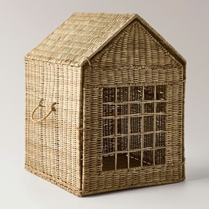 Rustic Rattan House Shape <b>Storage</b> <b>Basket</b> Woven <b>Toys</b> <b>Basket</b> Decorative Organizer Perfect For Nursery Playroom Decor - Product Image 1