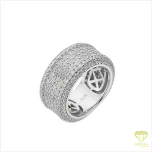 Bague de déclaration de luxe en argent sterling 925 avec diamant Moissanite, design scintillant multi-rangs pour les grossistes et détaillants de bijoux - Product Image 3