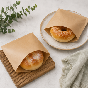 Greaseproof <b>Paper</b> <b>Biodegradable</b> Eco-Friendly Self-Folding Bag Die Cut Handles 14x14 Disposable Food Packaging for Sandwich Bread - Product Image 5
