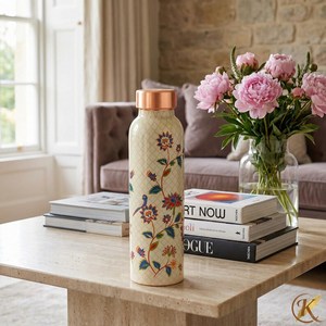 Premium Printed Pure Copper Water <b>Bottle</b> Floral Peacock Design Leakproof Ayurvedic Drinking <b>Bottle</b> Reusable Copper Water <b>Flask</b> - Product Image 2