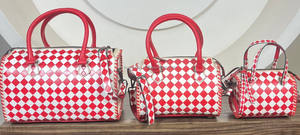 Fashion Checkered Speedy Large Women Hand Tooled Leather Crossbody Handbags Travel Tote Big Capacity Designer Everyday Use <b>Purse</b> - Product Image 4