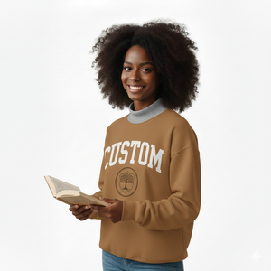 Sweat-shirt confortable personnalisé pour femme, col rond, vert menthe, manches longues, tricoté en coton 100%, imprimé lettres, style automne - Product Image 2
