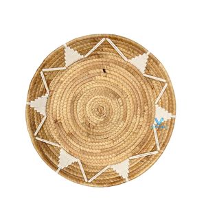Décoration murale tissée abstraite en coton et jonc de mer de style signature Vietrustic pour salon moderne bohème - Product Image 5