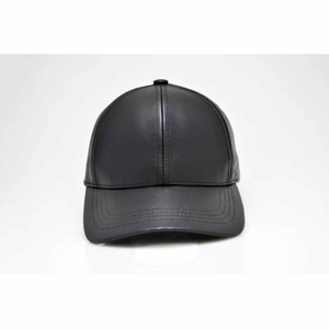 <b>Black</b> Leather <b>Baseball</b> <b>Cap</b> Unisex Adjustable Casual Hat Four Seasons Adult Fit - Product Image 1