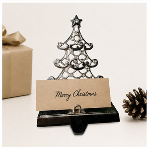 Luxury Silver Metal Christmas Tree <b>Stocking</b> <b>Holder</b> With Crystals Heavy Duty Weighted Mantel Hanger For Holiday Fireplace Decor - Product Image 2