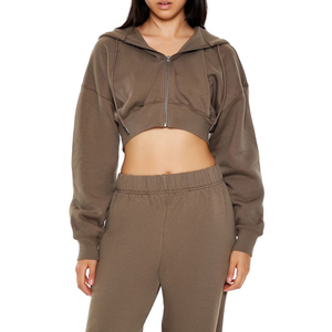 Custom Terry High-Low Winter Breathable Rhinestone Pullover Hoodie Women Oversize Fitness Drawstring Zipper Casual Loose Fit - Product Image 1