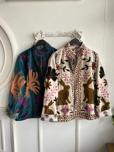 Bohemian Style Velvet Suzani <b>Jacket</b> with Colorful Artisan Embroidery and Luxe Finish - Product Image 2