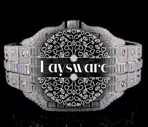 Premium Luxury Square <b>Skeleton</b> VVS Moissanite Diamond Stainless Steel Vintage Analog Hip Hop Iced Fashion Jewelry Gift <b>Watch</b> - Product Image 1