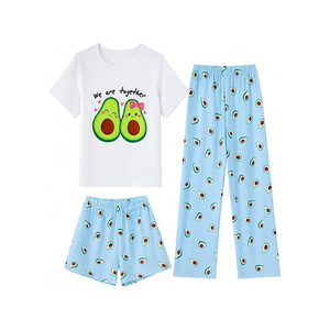 Conjunto de Pijama con Estampado de Ovejas, Camiseta, Pantalones Cortos, Transpirable, de Algodón, Cuello Redondo, Manga Corta, Ropa de Verano y Otoño, 3 Piezas, Unisex - Product Image 5