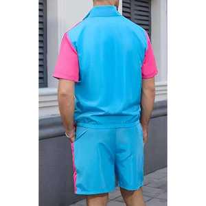 2025 Polyester Nylon Vestes Shorts Ensemble Hommes Jogging Costume Patchwork Couleur Contraste Coupe-Vent Ensembles Courts pour Hommes - Product Image 6
