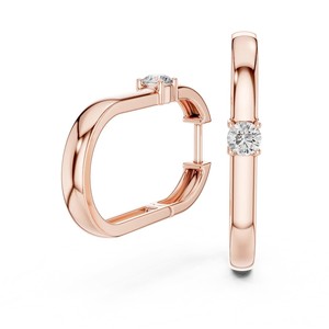 Pendientes de Aro de Oro Rosa de 18K para Mujer con Diamantes Cultivados en Laboratorio, Corte Brillante Redondo, Estilo Clásico - Product Image 3
