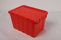 Caisse de Rangement Industrielle Empilable en Plastique Robuste pour Manutention, Déménagement, Transport et Logistique, avec Couvercle