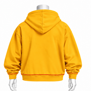 Sweat à capuche brodé Indus jaune doré, motif floral, poche kangourou, coupe décontractée, streetwear décontracté, hiver - Product Image 2