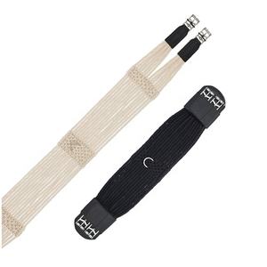 Fancy <b>Stitch</b> Padded Long Girth High Quality Tanned Leather with Snap and Elastic with Stripes in Your Choice of Leather Color - Product Image 3