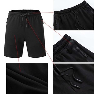 Shorts en molleton noir pour homme, 100% coton biologique de luxe, pré-rétréci, certifié GOTS, coupe classique confortable, shorts de sport de qualité supérieure - Product Image 6