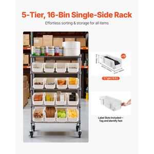 Sistema di scaffalature in acciaio a 5 livelli con 16 organizer portautensili mobili e contenitori con ruote per garage - Product Image 2
