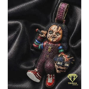 Custom Scary Doll Moissanite Diamond <b>Pendant</b> 925 <b>Sterling</b> <b>Silver</b> Iced Out Mens Hip Hop Jewelry - Product Image 3