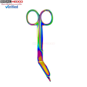 Tijeras para Vendajes Lister de 5.5 Pulgadas, Tijeras Manuales de Acero Inoxidable de Grado Médico, Acabado de Titanio Arcoíris Multicolor, Cuchillas Afiladas - Product Image 3