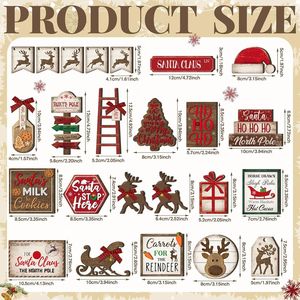 Set di 23 Decorazioni Natalizie per Vassoio a Più Livelli, Insegna con Pupazzo di Neve, Blocchi in Legno Stile Fattoria, Decorazioni per Tavola Invernale - Product Image 2