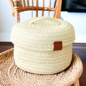Cesta de Almacenamiento Tejida a Mano con Cuerda de Algodón, Ecológica, Moderna y Elegante, para Ropa, Mantas, Juguetes y Uso Decorativo - Product Image 2
