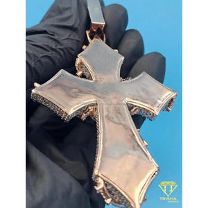 High Quality Moissanite Diamond <b>Cross</b> Pendant In Sterling Silver Luxury Streetwear Religious Pendant Necklace - Product Image 2