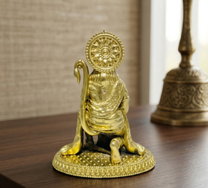 พระฮันมูนนั่งเคลือบทองเหลืองแท้จาก Jaipur Metals |   ทองเหลืองแท้ 100% |   7 x 5 x 8 ซม. |   157 กรัม |   พูจา, ของตกแต่งบ้านและของขวัญ - Product Image 4