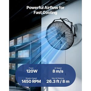 พัดลมอุตสาหกรรม18นิ้วพัดลมติดผนัง4000 3สปีด CFM สำหรับโรงรถและการประชุมเชิงปฏิบัติการ - Product Image 2