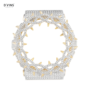 Bisel de reloj D'VINS de plata con moissanita, tono oro rosa, diseño de espiga, accesorio para reloj de pulsera estilo Hip Hop - Product Image 1