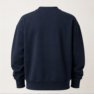 Sudadera Personalizada Azul Medianoche para Hombre, Corte Holgado, Doble Capa, Cuello Redondo, Tejido de Algodón Cepillado, Modelo MCRW-0039 - Product Image 2