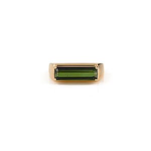 Anillo de Turmalina Verde en Forma de Baguette de Oro Amarillo K18, Últimas Novedades Personalizadas, Regalo de Aniversario - Product Image 1