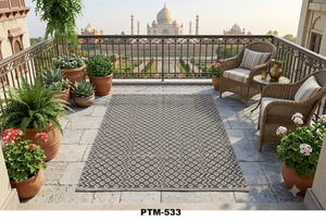 Alfombra de Cocina Moderna con Diseño Geométrico, Rectangular, Antideslizante, Tejido Plano, Polipropileno PTM-533 - Product Image 3
