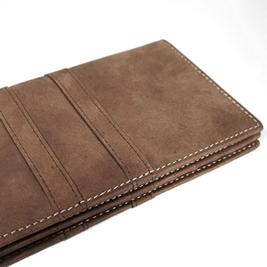 [High Quality] Handmade Castello Genuine Oiled Waxy Leather Long <b>Wallet</b> Open Closure Polyester Unisex Black Burgundy Green - Product Image 4