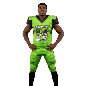 Ensemble d'uniformes de football américain personnalisés OEM, entièrement imprimés par sublimation, respirants, anti-humidité, protection UV, polyester pur - Product Image 1