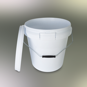 Seau de rangement cylindrique multi-usage en acrylique vierge de 17 L pour faux cils, cosmétiques et emballages de lotions, avec couvercle à rabat blanc - Product Image 5