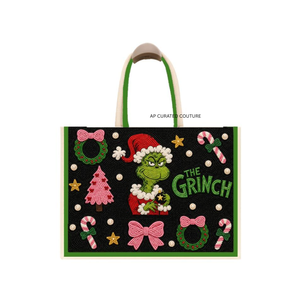 Bolsos de mano navideños hechos a mano para mujer, con cuentas y bordados, bolsos de compras festivos, bolsos de regalo de invierno para la familia - Product Image 1