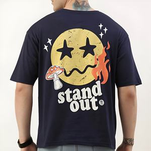 T-shirt personnalisé pour homme, coupe oversize, 100% coton, matière épaisse, 260 g/m², impression DTG, style rétro streetwear, t-shirt uni délavé - Product Image 2