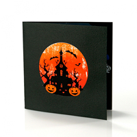 Carte pop-up maison hantée d'Halloween, découpe personnalisée en papier, artisanat manuel