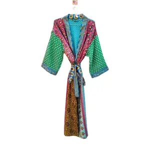 Vestido de Vestir Biquíni Cover Up Vestido Kimono Robe Seda Indiana Quimono Confortável Roupão Quimono Vintage Roupas Femininas