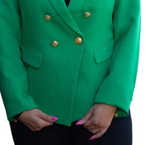 Blazer Verde Cruzado AKA para Mujer, Chaqueta Formal Inspirada en Hermandades, Elegante, Corte Entallado, Prenda Exterior Premium - Product Image 3