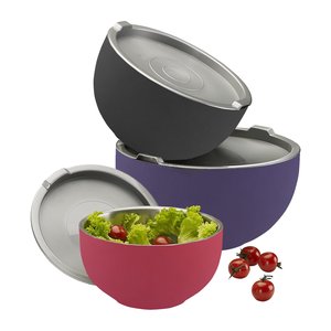 Salad Double Wall Bowl Mixing Bowl Set with Lock Lids and a Stylish Classic Design - Product Image 1