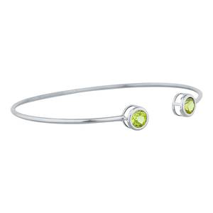 Brazalete Ajustable de Plata de Ley 925 con Peridoto de 4mm, Corte Redondo, Bañado en Oro Vermeil y Rodio, para Mujer, Personalizable al por Mayor - Product Image 5