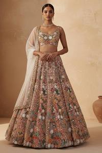 Women Traditional Indian Pakistani Silk Wedding Lehenga Choli Floor-Length Embroidered Loose Fit Dress - Product Image 1