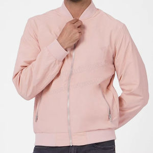 เสื้อแจ็คเก็ตบอมเบอร์สไตล์สปอร์ต ซิปยาว แขนยาว สีชมพู สำหรับผู้ชาย ขายส่งราคาถูก ผลิตโดยโรงงานชั้นนำ - Product Image 1