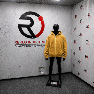Sweat à capuche zippé délavé or, style vintage, coupe oversize streetwear, effet délavé à l'acide, fermeture éclair intégrale, coupe décontractée, unisexe, grammage lourd - Product Image 3