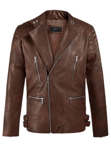 Shotgun Spanish Brown Moto Leather <b>Jacket</b> - Product Image 1