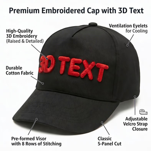Personalized Embroidered 3D Text Hat Custom Raised Letter Baseball <b>Cap</b> Custom Name Dad Hat Embroidered Logo <b>Cap</b> - Product Image 2