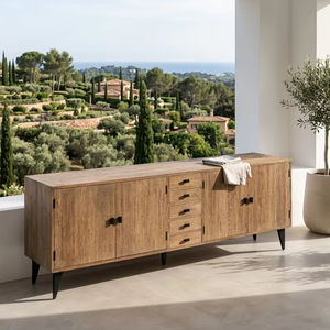 Cómoda Moderna Asuro de Madera Maciza de Teca, Diseño Escandinavo, 9 Cajones, Acabado Natural Ecológico, Calidad Comercial para Dormitorio - Product Image 5