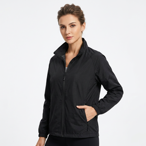 Chaqueta Bomber Negra Cortavientos para Hombre, Cuello Alto con Cremallera, Prenda Exterior Informal de Poliéster para Otoño - Product Image 6