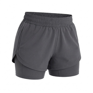 Shorts de sport légers et personnalisables de haute qualité pour femmes, avec logo, pour la course à pied, la gym et le fitness, 2 en 1 - Product Image 1