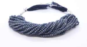 Cuentas redondas facetadas de zafiro azul genuino AAA de 3-3.5 mm, cuentas de piedras preciosas de zafiro azul natural de 6 pulgadas para la fabricación de joyas - Product Image 2